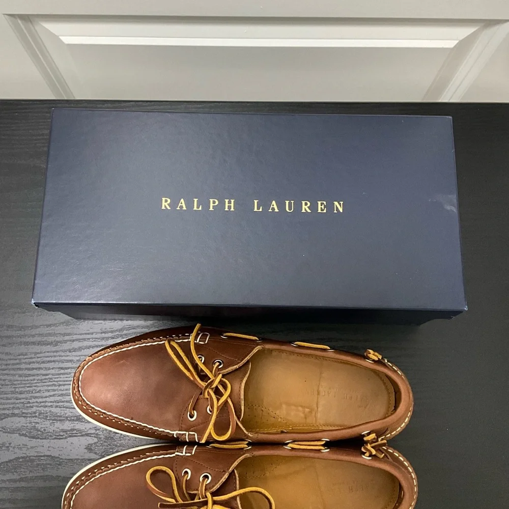 Ralph Lauren Tan Leather Boat Shoes - Picture 8 of 8